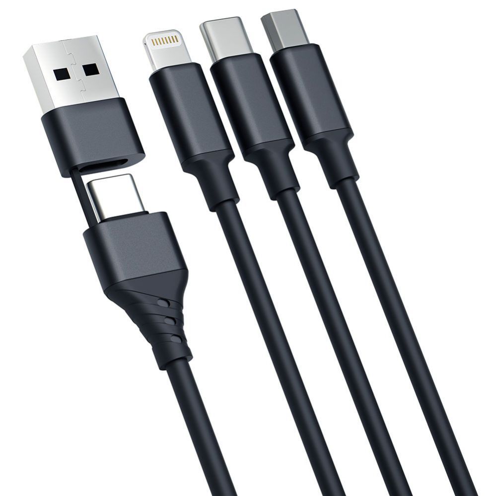 Üleminek 3MK 3mk Hyper Cable 3in1 USB-A - USB-C / USB-C - micro USB - Lightning 1.5m - black