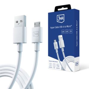 Converter 3MK  3mk Hyper Cable USB-A / micro USB 5V 2.4A 1.2m - white 