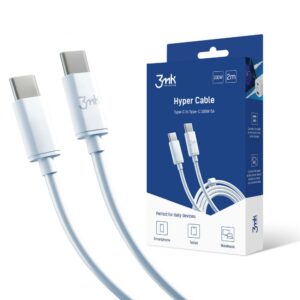 Converter 3MK  3mk Hyper Cable USB-C / USB-C 100W 2m - white 