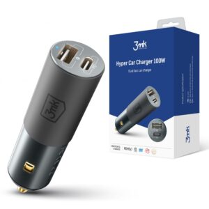Cable 3MK  3mk Hyper Car Charger USB-C USB-A 100W - silver 