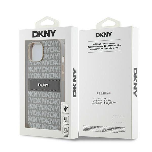 Muu telefoni lisavarustus DKNY DKNY Leather Mono Stripe & Metal Logo case for iPhone 15 / 14 / 13 - beige