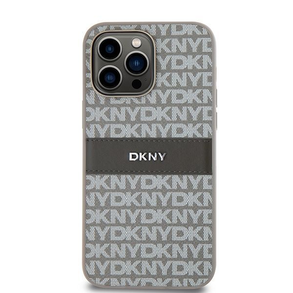 Muu telefoni lisavarustus DKNY DKNY Leather Mono Stripe & Metal Logo case for iPhone 14 Pro Max - beige