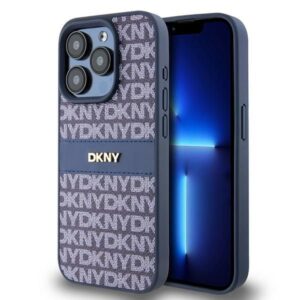 Cits mobilo telefonu aksesuārs DKNY  DKNY Leather Mono Stripe & Metal Logo case for iPhone 15 Pro - blue 