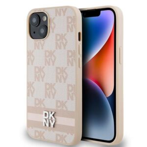 Muu telefoni lisavarustus DKNY  DKNY Leather Checkered Mono Pattern & Printed Stripes Case for iPhone 15 Plus / 14 Plus - Pink 