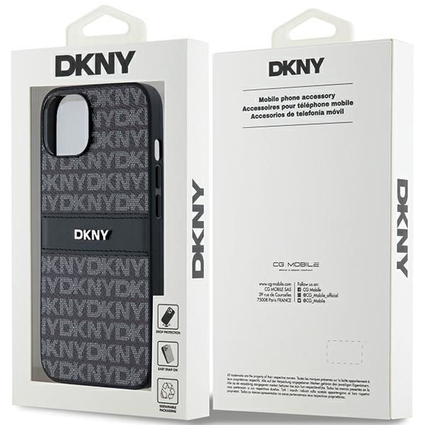 Muu telefoni lisavarustus DKNY DKNY Leather Mono Stripe & Metal Logo Case for iPhone 15 Plus / 14 Plus - Black