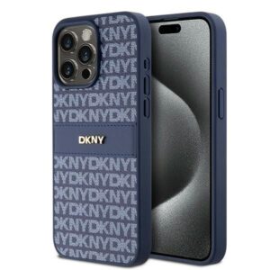 Cits mobilo telefonu aksesuārs DKNY  DKNY Leather Mono Stripe & Metal Logo case for iPhone 15 Pro Max - blue 