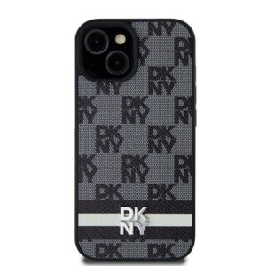 Cits mobilo telefonu aksesuārs DKNY  DKNY Leather Checkered Mono Pattern & Printed Stripes Case for Samsung Galaxy S24 - Black 