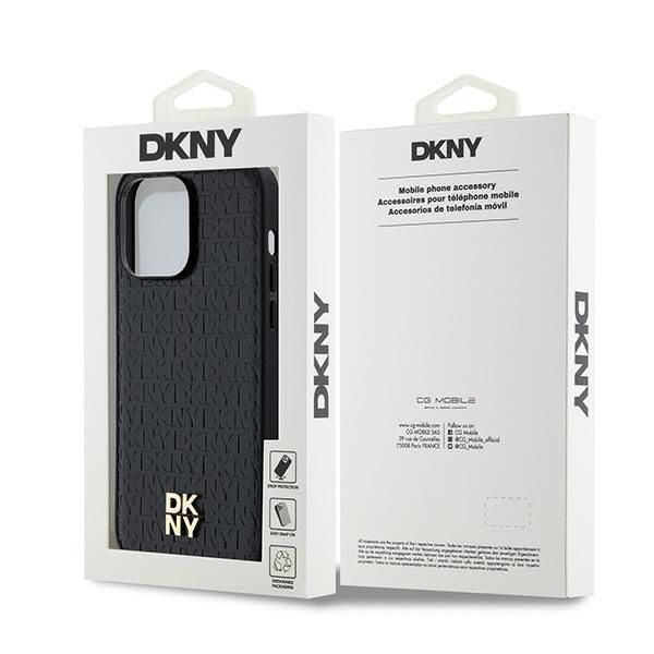 Other Phone Accessory DKNY DKNY Leather Monogram Pattern Metal Logo MagSafe Case for iPhone 14 Pro Max - Black