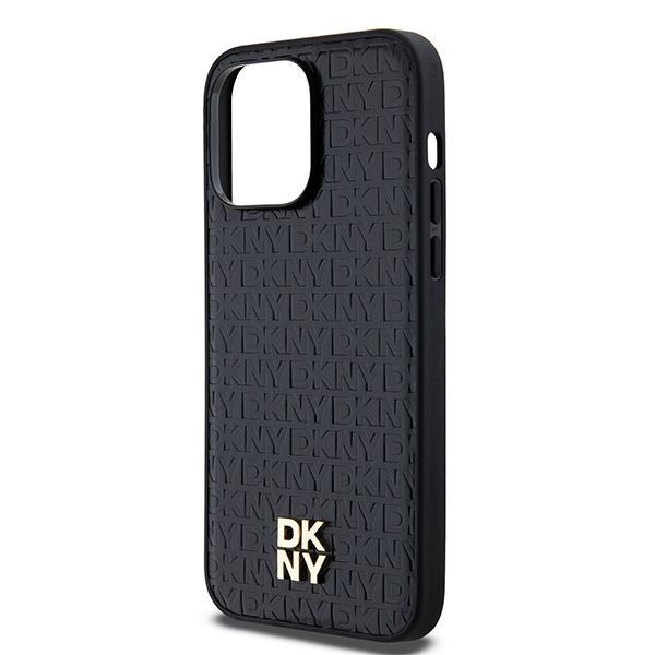 Other Phone Accessory DKNY DKNY Leather Monogram Pattern Metal Logo MagSafe Case for iPhone 14 Pro Max - Black