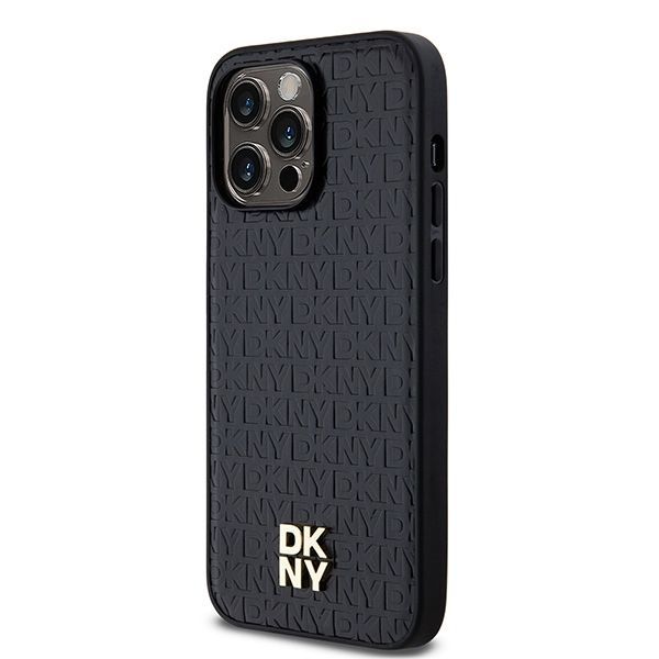 Other Phone Accessory DKNY DKNY Leather Monogram Pattern Metal Logo MagSafe Case for iPhone 14 Pro Max - Black