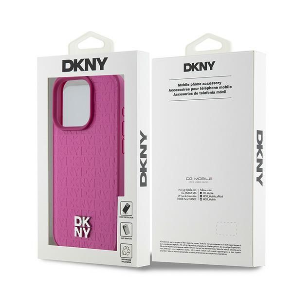 Muu telefoni lisavarustus DKNY DKNY Leather Monogram Pattern Metal Logo MagSafe Case for iPhone 15 Pro - Pink