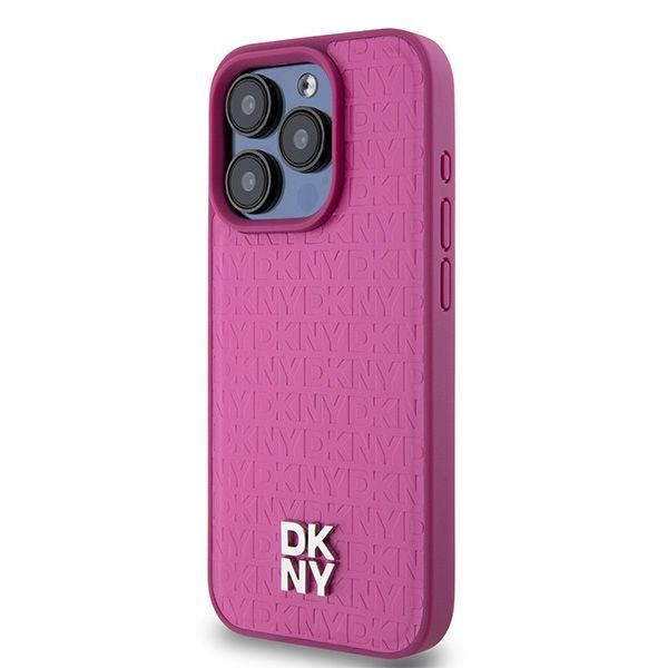 Muu telefoni lisavarustus DKNY DKNY Leather Monogram Pattern Metal Logo MagSafe Case for iPhone 15 Pro - Pink