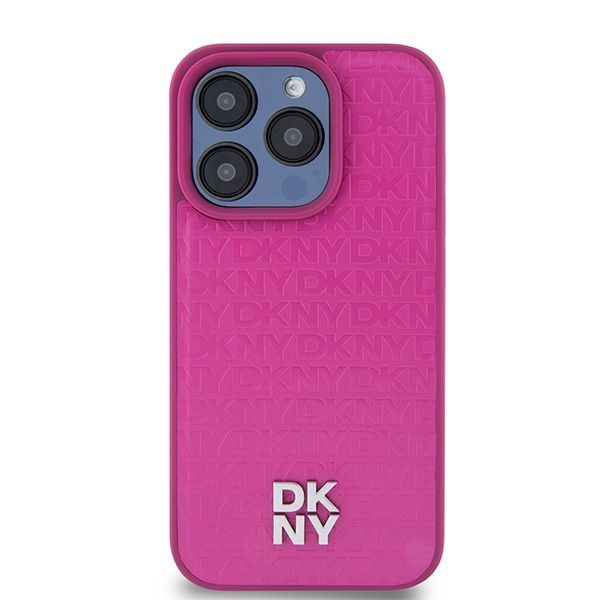 Muu telefoni lisavarustus DKNY DKNY Leather Monogram Pattern Metal Logo MagSafe Case for iPhone 15 Pro - Pink