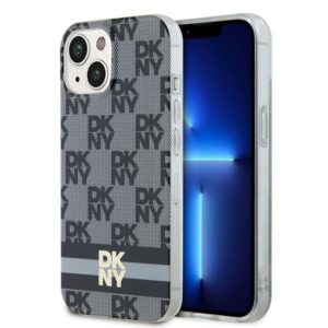 Cits mobilo telefonu aksesuārs DKNY  DKNY IML Checkered Mono Pattern & Printed Stripes MagSafe Case for iPhone 15 Plus / 14 Plus - Black 