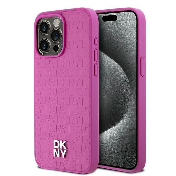 Muu telefoni lisavarustus DKNY DKNY Leather Monogram Pattern Metal Logo MagSafe Case for iPhone 15 Pro Max - Pink