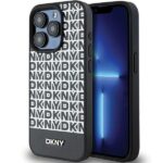 Cits mobilo telefonu aksesuārs DKNY  DKNY Leather Printed Pattern Metal Logo MagSafe Case for iPhone 15 Pro Max - Black 