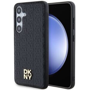 Cits mobilo telefonu aksesuārs DKNY  DKNY Leather Pattern Metal Logo MagSafe case for Samsung Galaxy S24+ - black 