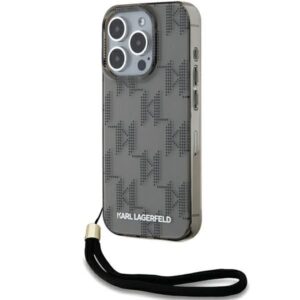 Kitas telefono priedas Karl Lagerfeld  Karl Lagerfeld IML Mono KL Pattern & Cord case for iPhone 15 Pro - black 