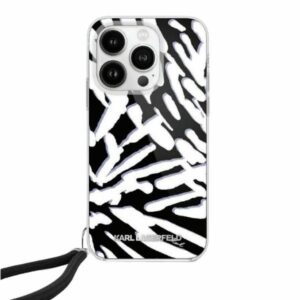Kitas telefono priedas Karl Lagerfeld  Karl Lagerfeld IML Zebra Pattern & Cord case for iPhone 15 Pro - black 