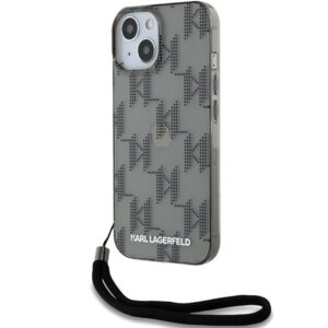 Kitas telefono priedas Karl Lagerfeld  Karl Lagerfeld IML Mono KL Pattern & Cord case for iPhone 15 / 14 / 13 - black 