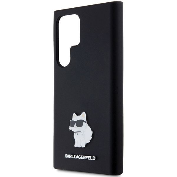 Cits mobilo telefonu aksesuārs Karl Lagerfeld Karl Lagerfeld Silicone Choupette Metal Pin case for Samsung Galaxy S24 Ultra - black