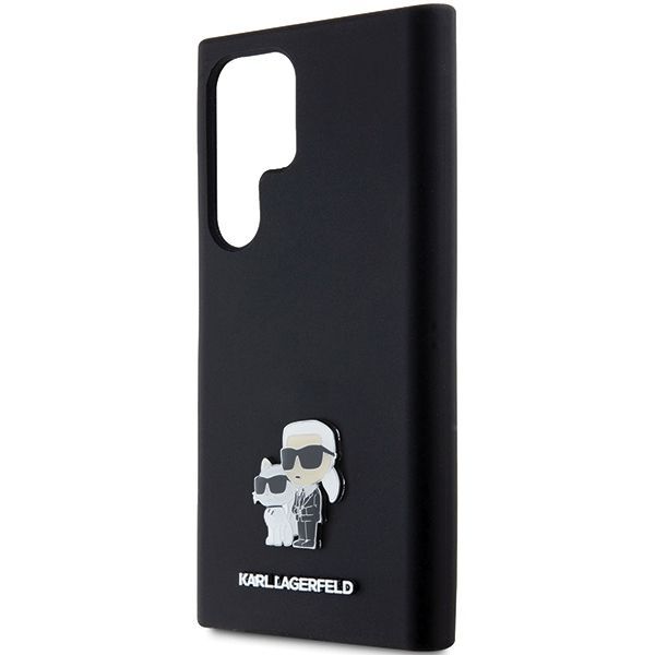 Cits mobilo telefonu aksesuārs Karl Lagerfeld Karl Lagerfeld Silicone Karl&Choupette Metal Pin case for Samsung Galaxy S24 Ultra - black