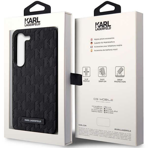 Cits mobilo telefonu aksesuārs Karl Lagerfeld Karl Lagerfeld Saffiano Mono Metal Logo case for Samsung Galaxy S24+ - black