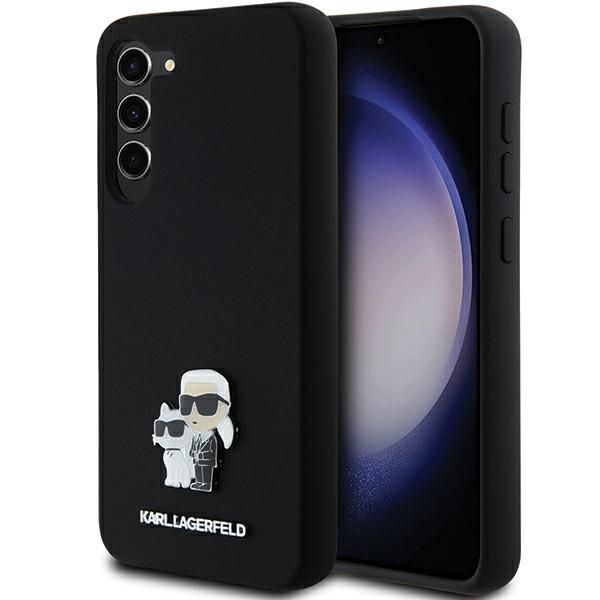 Cits mobilo telefonu aksesuārs Karl Lagerfeld Karl Lagerfeld Silicone Karl&Choupette Metal Pin case for Samsung Galaxy S24+ - black