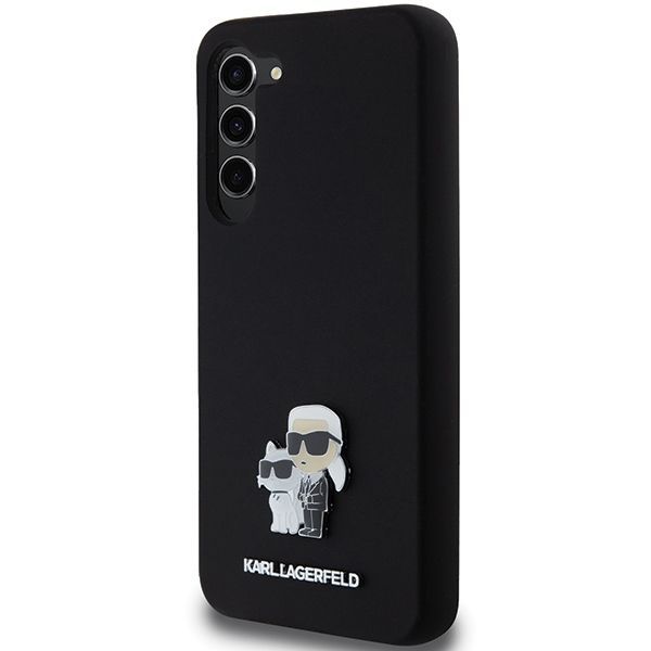 Cits mobilo telefonu aksesuārs Karl Lagerfeld Karl Lagerfeld Silicone Karl&Choupette Metal Pin case for Samsung Galaxy S24+ - black