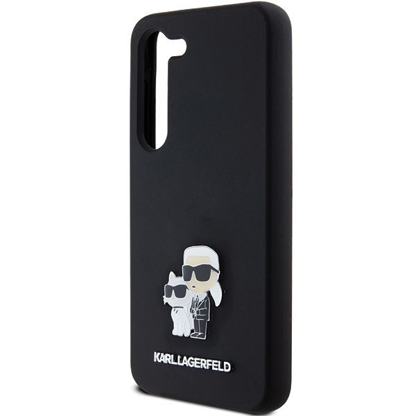 Cits mobilo telefonu aksesuārs Karl Lagerfeld Karl Lagerfeld Silicone Karl&Choupette Metal Pin case for Samsung Galaxy S24 - black