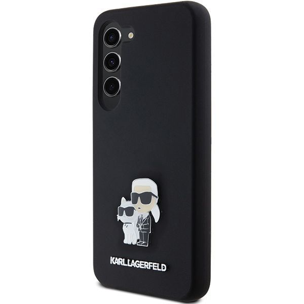 Cits mobilo telefonu aksesuārs Karl Lagerfeld Karl Lagerfeld Silicone Karl&Choupette Metal Pin case for Samsung Galaxy S24 - black