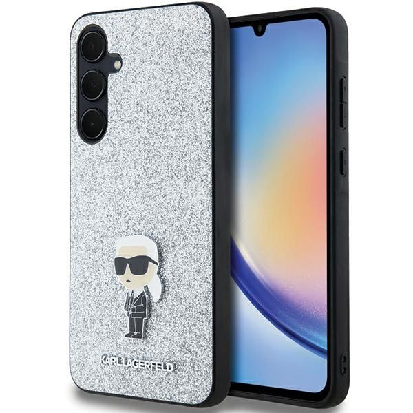 Muu telefoni lisavarustus Karl Lagerfeld Karl Lagerfeld Fixed Glitter Ikonik Logo Metal Pin case for Samsung Galaxy A35 - silver