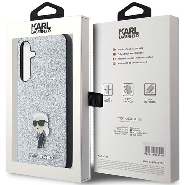 Muu telefoni lisavarustus Karl Lagerfeld Karl Lagerfeld Fixed Glitter Ikonik Logo Metal Pin case for Samsung Galaxy A35 - silver