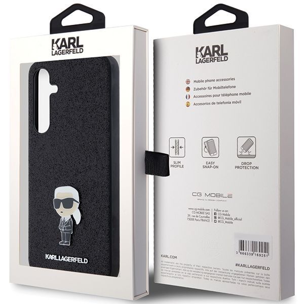 Muu telefoni lisavarustus Karl Lagerfeld Karl Lagerfeld Fixed Glitter Ikonik Logo Metal Pin case for Samsung Galaxy A35 - black