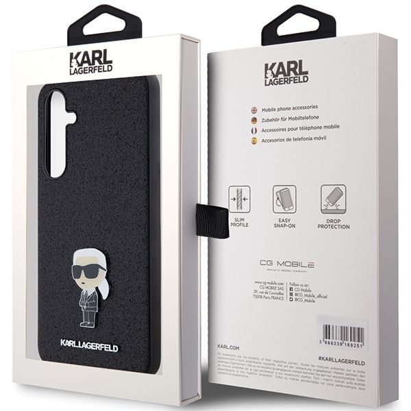 Muu telefoni lisavarustus Karl Lagerfeld Karl Lagerfeld Fixed Glitter Ikonik Logo Metal Pin case for Samsung Galaxy A55 - black