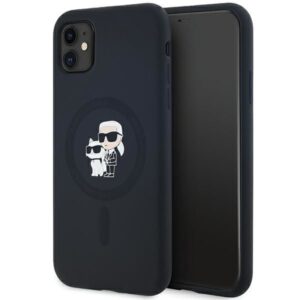 Cits mobilo telefonu aksesuārs Karl Lagerfeld  Karl Lagerfeld Silicone Karl&Choupette MagSafe case for iPhone 11 / Xr - black 