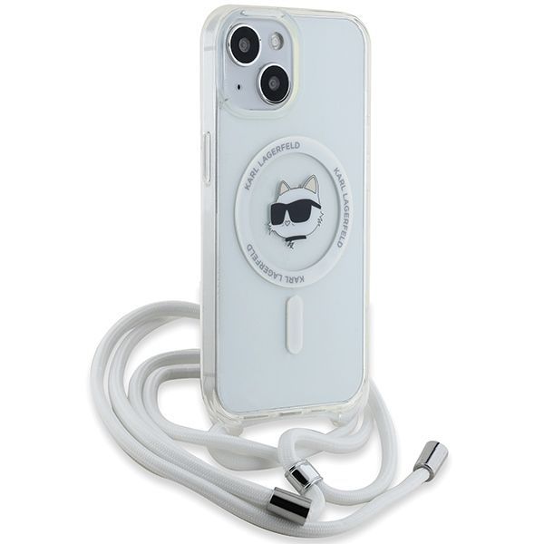 Cits mobilo telefonu aksesuārs Karl Lagerfeld Karl Lagerfeld IML Choupette Head & Cord MagSafe case for iPhone 14 / 13 / 15 - transparent
