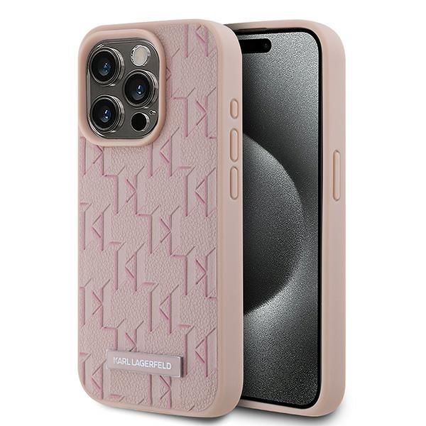 Other Phone Accessory Karl Lagerfeld Karl Lagerfeld Leather Monogram Metal Logo case for iPhone 15 Pro - pink