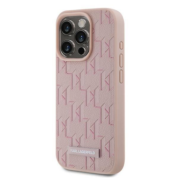 Other Phone Accessory Karl Lagerfeld Karl Lagerfeld Leather Monogram Metal Logo case for iPhone 15 Pro - pink