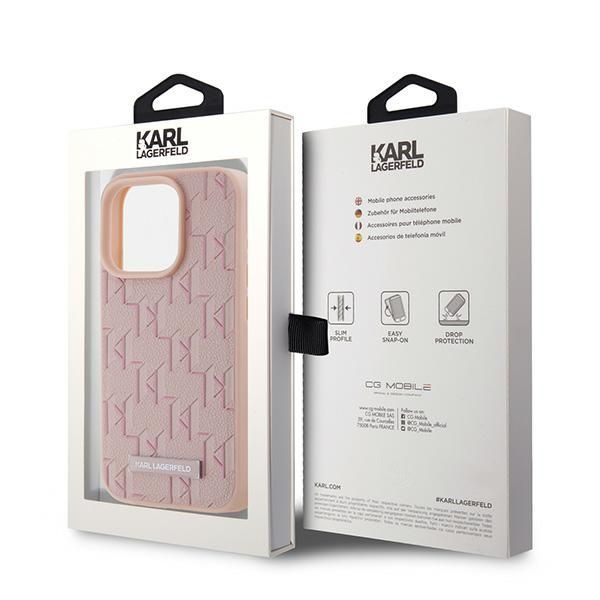 Other Phone Accessory Karl Lagerfeld Karl Lagerfeld Leather Monogram Metal Logo case for iPhone 15 Pro - pink