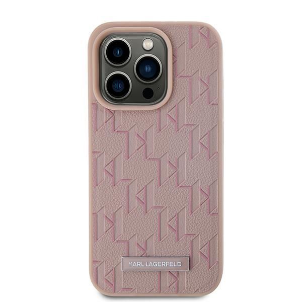 Other Phone Accessory Karl Lagerfeld Karl Lagerfeld Leather Monogram Metal Logo case for iPhone 15 Pro - pink