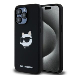 Cits mobilo telefonu aksesuārs Karl Lagerfeld  Karl Lagerfeld Silicone Choupette Head MagSafe case for iPhone 15 Pro - black 