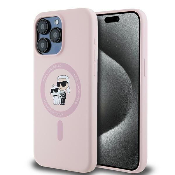 Muu telefoni lisavarustus Karl Lagerfeld Karl Lagerfeld Silicone Karl&Choupette MagSafe case for iPhone 15 Pro - pink