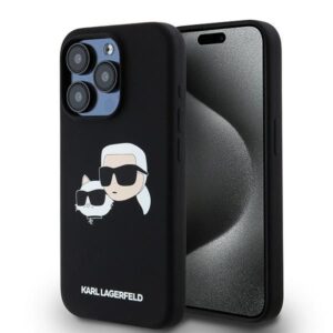 Cits mobilo telefonu aksesuārs Karl Lagerfeld  Karl Lagerfeld Silicone Karl&Choupette MagSafe case for iPhone 15 Pro - black 