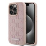 Kitas telefono priedas Karl Lagerfeld  Karl Lagerfeld Leather Monogram Metal Logo case for iPhone 15 Pro Max - pink 