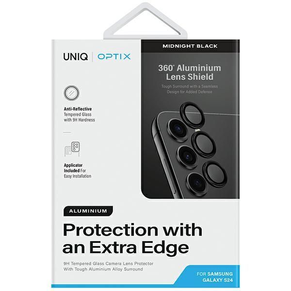Muu telefoni lisavarustus UNIQ Uniq Optix Aluminum Camera Lens Protector for Samsung Galaxy S24 camera lens with applicator - black