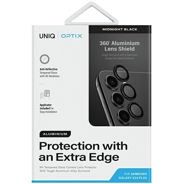 Muu telefoni lisavarustus UNIQ Uniq Optix Aluminum Camera Lens Protector for Samsung Galaxy S24+ camera lens with applicator - black