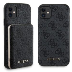 Cits mobilo telefonu aksesuārs Guess  Guess 4G Metal Logo case set for iPhone 11 + 5000mAh MagSafe power bank - black 