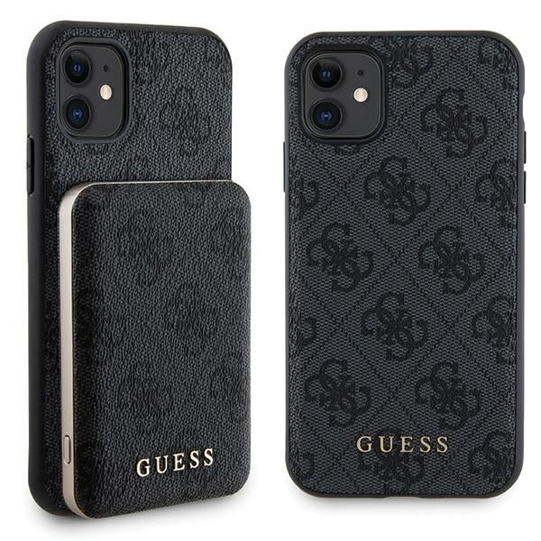 Muu telefoni lisavarustus Guess Guess 4G Metal Logo case set for iPhone 11 + 5000mAh MagSafe power bank - black