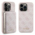 Muu telefoni lisavarustus Guess  Guess 4G Metal Logo case set for iPhone 15 Pro + 5000mAh MagSafe power bank - pink 